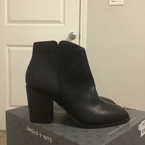 Black leather ankle boots
